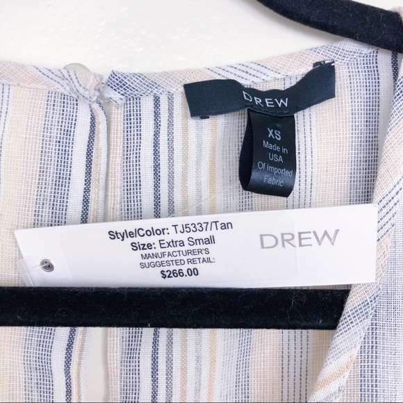 Anthropologie DREW Stripe Jumpsuit Tan Blue XS NWT - Picture 4 of 11